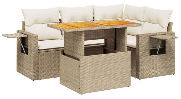 VidaXL Polyrattan Kerti Ülőgarnitúra - 5 részes - Bézs