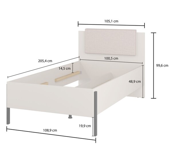 Egyszemélyes ágy 100x200 ADIS S - kasmír