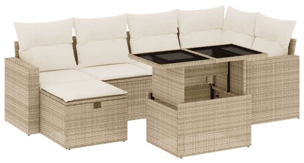 VidaXL Polyrattan Kerti Ülőgarnitúra - 7 részes - Bézs