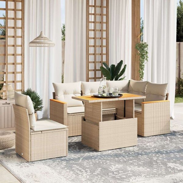 VidaXL Polyrattan Kerti Ülőgarnitúra - 6 részes - Bézs