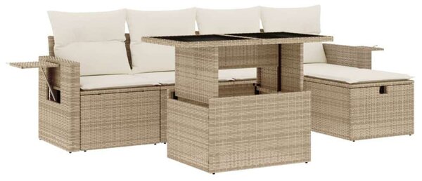 VidaXL Polyrattan Kerti Ülőgarnitúra - 6 részes - Bézs