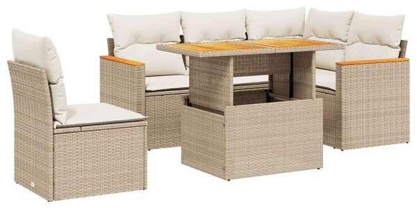 VidaXL Polyrattan Kerti Ülőgarnitúra - 6 részes - Bézs