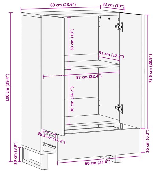 Highboard 60x33.5x100 cm Szilárd Mangó