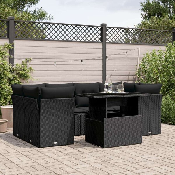 VidaXL Polyrattan Kerti Ülőgarnitúra - 7 részes - Fekete