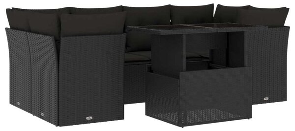 VidaXL Polyrattan Kerti Ülőgarnitúra - 7 részes - Fekete
