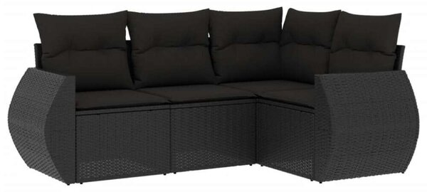 VidaXL Polyrattan Kerti Ülőgarnitúra - 4 részes - Fekete