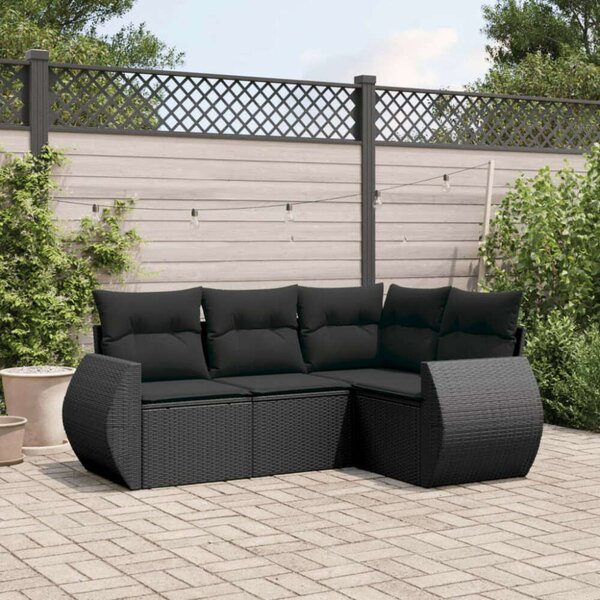 VidaXL Polyrattan Kerti Ülőgarnitúra - 4 részes - Fekete