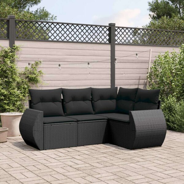 VidaXL Polyrattan Kerti Ülőgarnitúra - 4 részes - Fekete