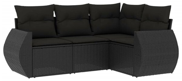 VidaXL Polyrattan Kerti Ülőgarnitúra - 4 részes - Fekete