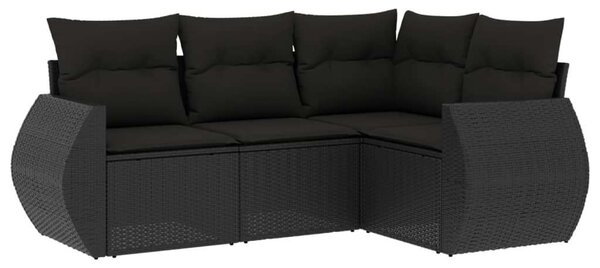 VidaXL Polyrattan Kerti Ülőgarnitúra - 4 részes - Fekete