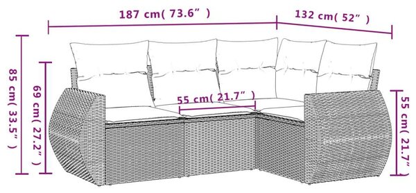 VidaXL Polyrattan Kerti Ülőgarnitúra - 4 részes - Fekete