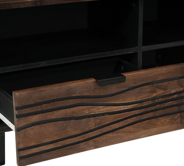 TV szekrény - 80x33.5x46 cm, tömör fa és mérnöki fa alapanyagból készült