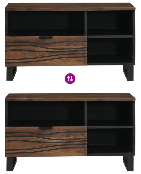 TV szekrény - 80x33.5x46 cm, tömör fa és mérnöki fa alapanyagból készült