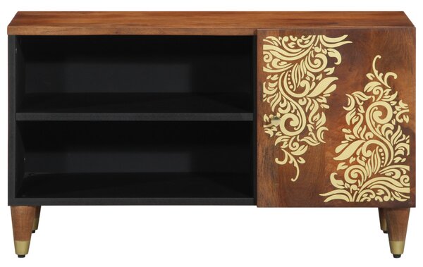 TV Szekrény Mézbarna Tömör mangófa, MDF 80 x 33 x 46 cm