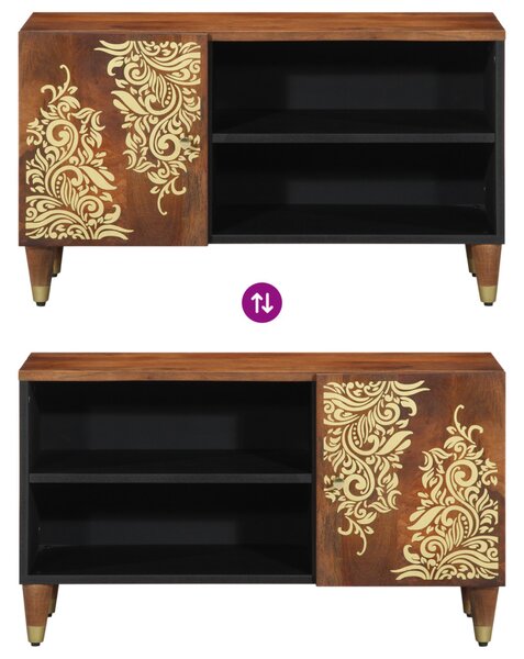 TV Szekrény Mézbarna Tömör mangófa, MDF 80 x 33 x 46 cm