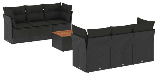 VidaXL Polyrattan Kerti Ülőgarnitúra - 7 részes - Fekete