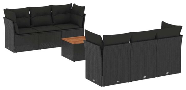 VidaXL Polyrattan Kerti Ülőgarnitúra - 7 részes - Fekete