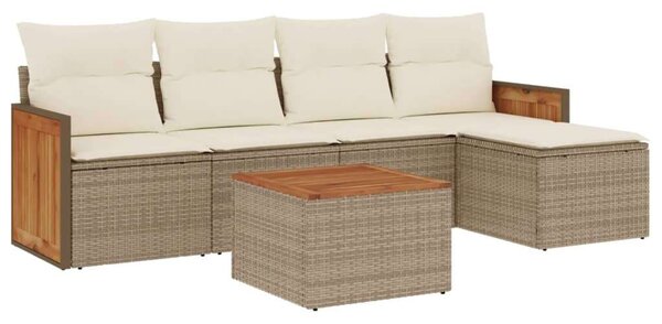 VidaXL Polyrattan Kerti Ülőgarnitúra - 6 részes - Bézs