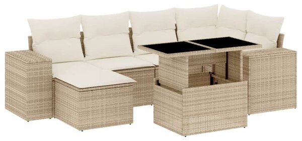 VidaXL Polyrattan Kerti Ülőgarnitúra - 7 részes - Bézs