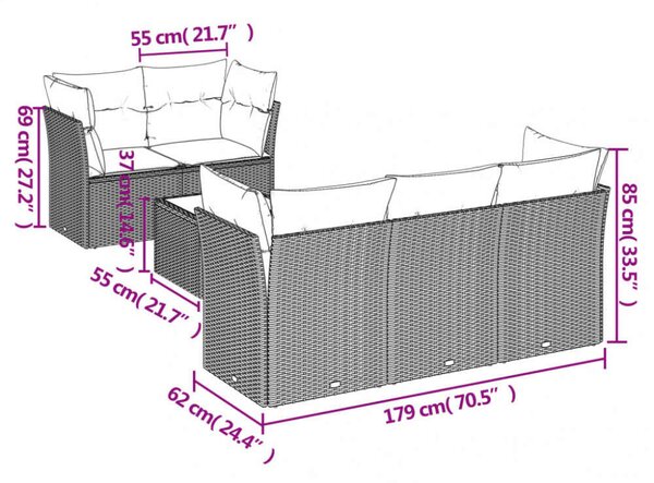 VidaXL Polyrattan Kerti Ülőgarnitúra - 6 részes - Bézs