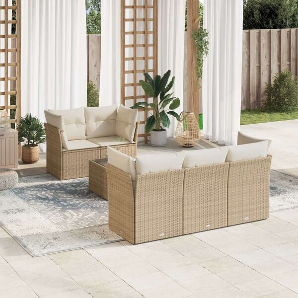 VidaXL Polyrattan Kerti Ülőgarnitúra - 6 részes - Bézs