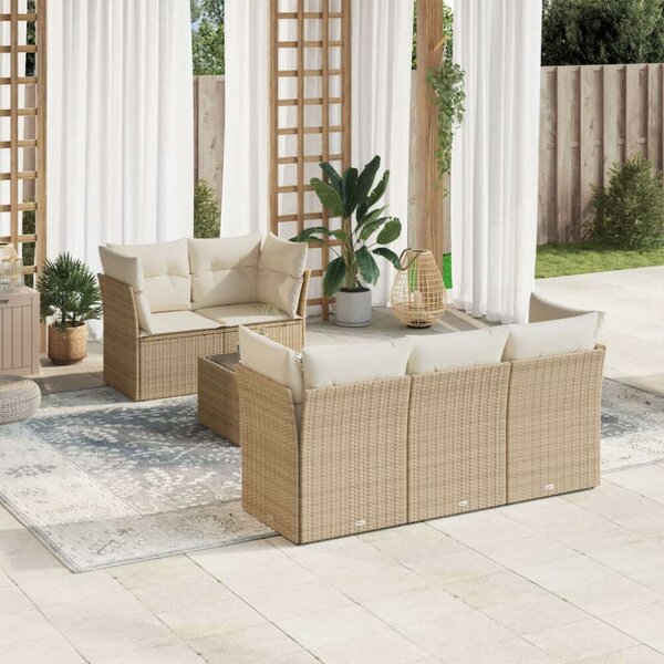 VidaXL Polyrattan Kerti Ülőgarnitúra - 6 részes - Bézs