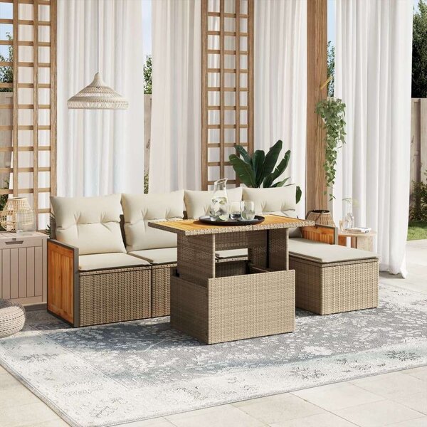 VidaXL Polyrattan Kerti Ülőgarnitúra - 6 részes - Bézs