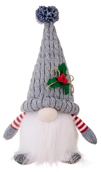 Világító elemes karácsonyi törpe FROSTIE 28 cm, szürke
