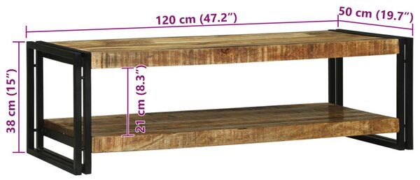 Dohányzóasztal Barna 120 x 50 x 38 cm Tömör Mangófát