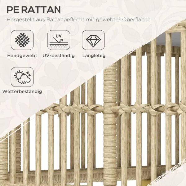 Outsunny Kerti bútor szett, 5 részes, ülőpárnákkal együtt, szintetikus rattan, rozsdamentes acél váz, világosszürke