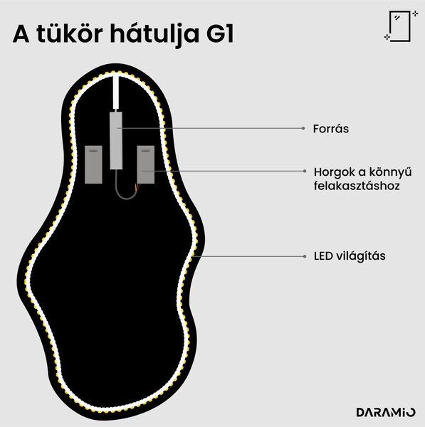 Atipikus fürdőszoba tükör LED világítással G1