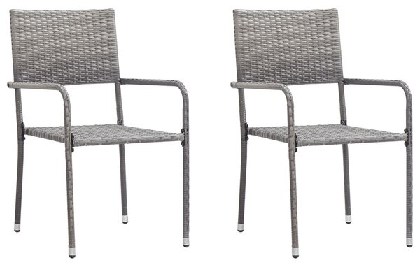 3 részes szürke-fekete polyrattan és acél kerti étkezőgarnitúra (3203288)