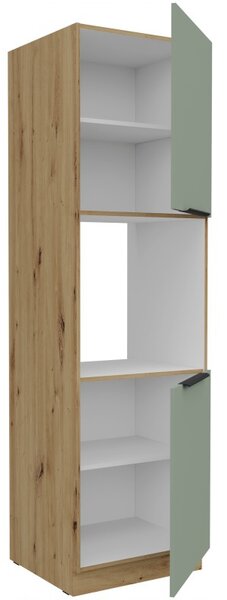 LUNARA beépített sütőhöz való konyhaszekrény - szélesség 60 cm, zöld / kézműves tölgy