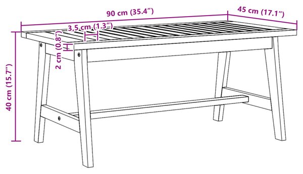 Kávézóasztal 90x45x40 cm Tömör akácfából