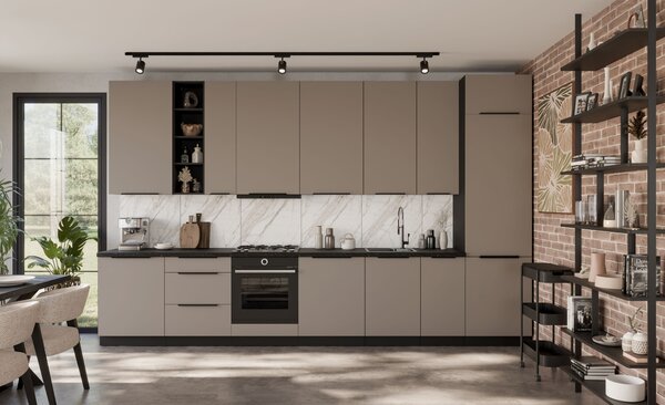 LUNARA beépített sütőhöz való konyhaszekrény - szélesség 60 cm, sötét bézs / fekete