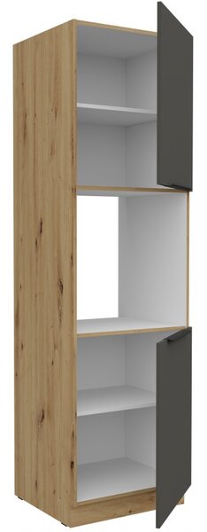 LUNARA beépített sütőhöz való konyhaszekrény - szélesség 60 cm, grafit / kézműves tölgy