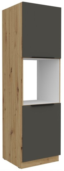 LUNARA beépített sütőhöz való konyhaszekrény - szélesség 60 cm, grafit / kézműves tölgy