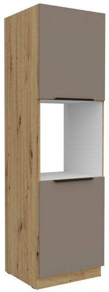 LUNARA beépített sütőhöz való konyhaszekrény - szélesség 60 cm, sötét bézs / kézműves tölgy