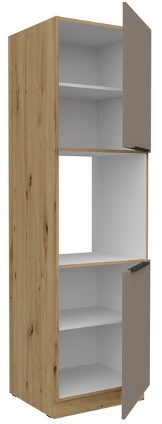 LUNARA beépített sütőhöz való konyhaszekrény - szélesség 60 cm, sötét bézs / kézműves tölgy