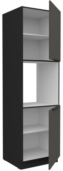 LUNARA beépített sütőhöz való konyhaszekrény - szélesség 60 cm, grafitszürke / fekete