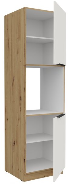 LUNARA beépített sütőhöz való konyhaszekrény - szélesség 60 cm, fehér / kézműves tölgy