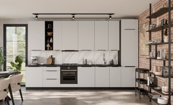 LUNARA beépített sütőhöz való konyhaszekrény - szélesség 60 cm, fehér / fekete