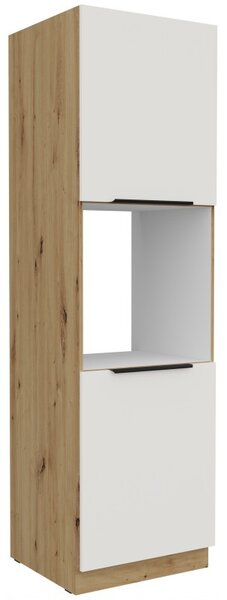 LUNARA beépített sütőhöz való konyhaszekrény - szélesség 60 cm, fehér / kézműves tölgy