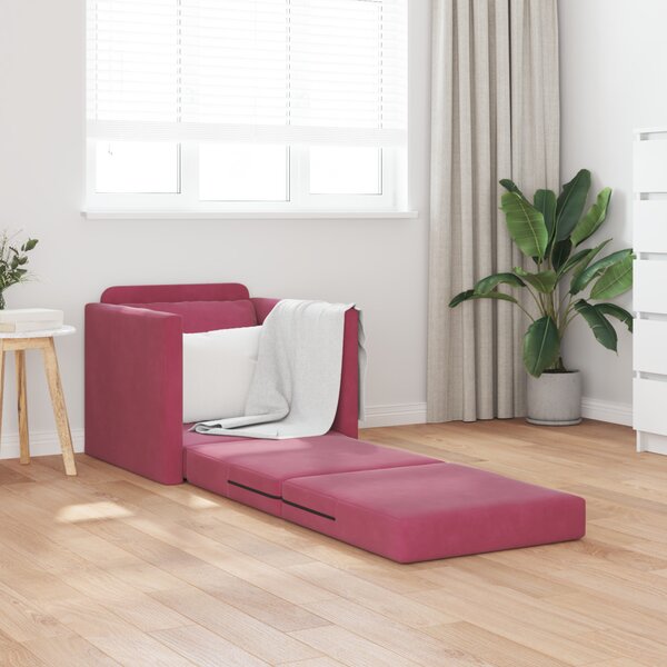 VidaXL Kanapéágy 60cm Bordó Bársony