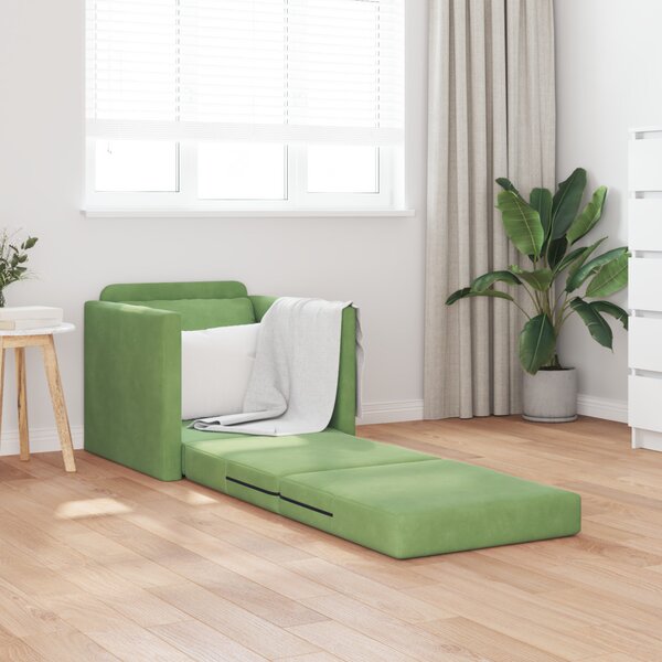 VidaXL Kanapéágy 60cm Világos zöld Bársony