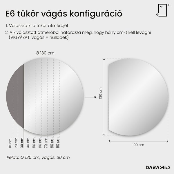 Kerek fürdőszoba tükör LED világítással E6