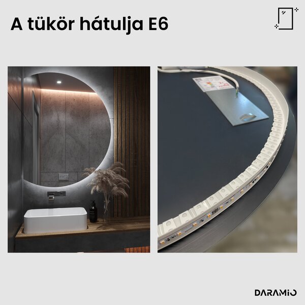 Kerek fürdőszoba tükör LED világítással E6