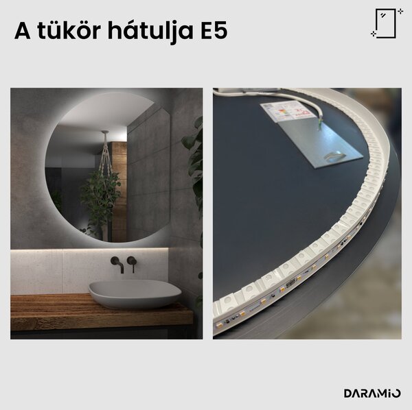 Kerek fürdőszoba tükör LED világítással E5