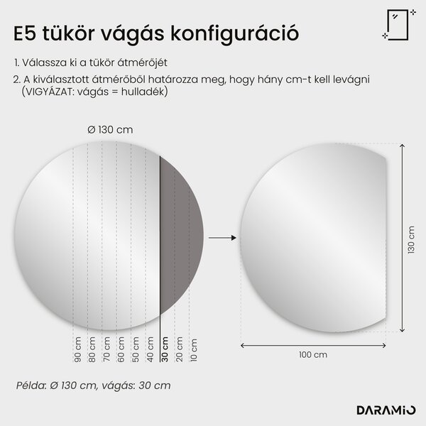 Kerek fürdőszoba tükör LED világítással E5
