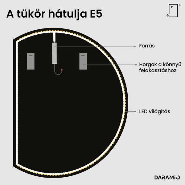 Kerek fürdőszoba tükör LED világítással E5